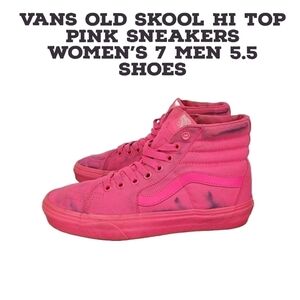 Vans Old Skool Hi Top Pink Sneakers Women's 7 Men 5.5 Shoes